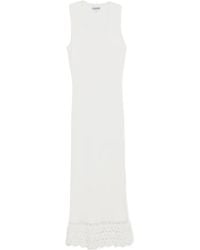 Ganni - Crochet Trim Knitted Dress - Lyst