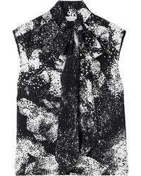 Dries Van Noten - Tie-Neck Printed Crepe Top - Lyst