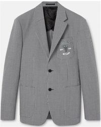 Versace - Single-Breasted Logo Embroidered Blazer - Lyst