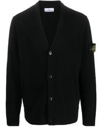 Stone Island - Compass-Motif Ribbed Cardigan - Lyst