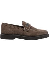 Brunello Cucinelli - Beaded Almond Toe Penny Loafers - Lyst