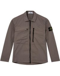 Stone Island - Compass Badge Zip-Up Overshirt - Lyst