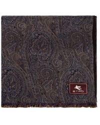 Etro - Logo Patch Frayed Edge Scarf - Lyst