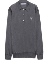 Prada - Silk Long-Sleeve Polo Shirt - Lyst