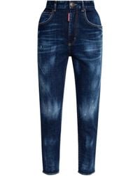 DSquared² - Distressed High-Waist Cropped Jeans - Lyst