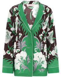 Valentino - Floral-Print Silk Shirt - Lyst