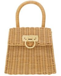 Ferragamo - Ferragamo Top Handle Small Woven Tote Bag - Lyst