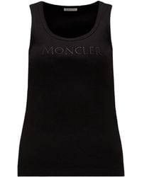 Moncler - Logo Embroidered Ribbed Tank Top - Lyst