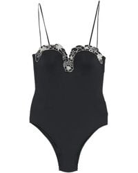 Twinset - Floral-Embroidered Swimsuit - Lyst