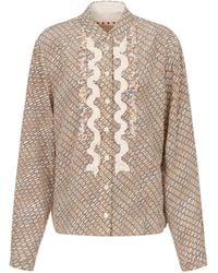 Marni - Ruffled Printed Shirt - Lyst
