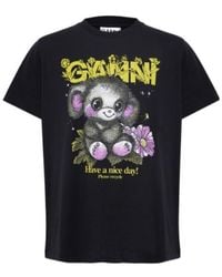 Ganni - Pattern-Printed Crewneck T-Shirt - Lyst
