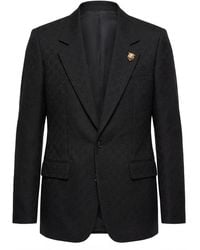 Gucci - Single-Breasted Gg Wool Jacket - Lyst