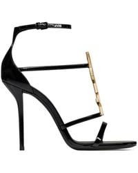 Saint Laurent - Cassandre Logo Plaque Sandals - Lyst