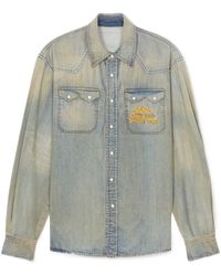 KENZO - Drawn Varsity Denim Western Shirt - Lyst