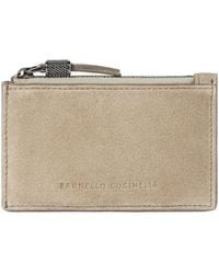 Brunello Cucinelli - Suede Zip Card Holder - Lyst