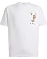 Etro - Cotton Jersey T-Shirt With Embroidery And Moose Print - Lyst