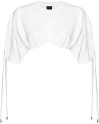 Pinko - Lace-Up Cropped T-Shirt - Lyst