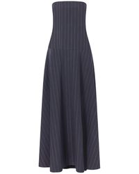 St. Agni - Strapless Open-Back Striped Cotton-Blend Maxi Dress - Lyst