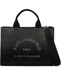 KARL LAGERFELD - Medium Rue St-Guillaume Square Rhinestone Tote Bag - Lyst