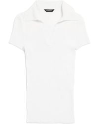 Balenciaga - V-Neck Ribbed Polo Top - Lyst