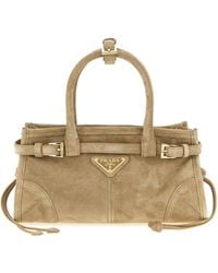 Prada - Mini Bonnie Suede Tote Bag - Lyst