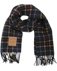 Ganni - Logo Patch Check Scarf - Lyst