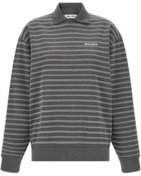 Miu Miu - Stripes Shirt Collar Sweatshirt - Lyst