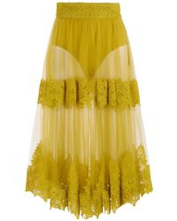 Elisabetta Franchi - High Waist Lace-Detailed Tulle Skirt - Lyst