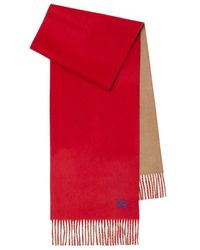 Burberry - Ekd Embroidered Reversible Fringed Scarf - Lyst