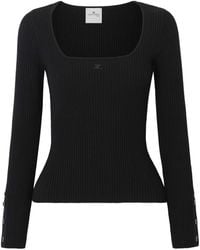 Courreges - Embroidered Ribbed-Knit Top - Lyst
