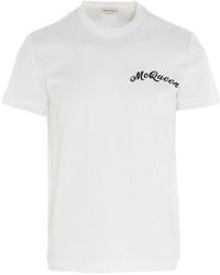McQueen - Logo Embroidered T-Shirt - Lyst