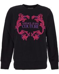 Versace Jeans Couture - Barocco Logo-Print Cotton Sweatshirt - Lyst