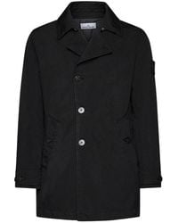 Stone Island - Compass-Patch Long-Sleeved Button-Up Coat - Lyst