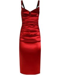 Dolce & Gabbana - Draped Satin Midi Dress - Lyst