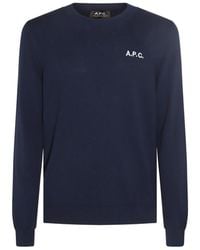A.P.C. - Logo Embroidered Crewneck Jumper - Lyst