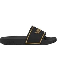 Versace - Logo-Embossed Open-Toe Slides - Lyst