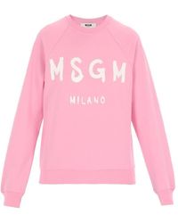 MSGM - Logo Printed Crewneck Sweatshirt - Lyst
