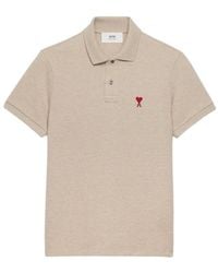 Ami Paris - Ami De Coeur Logo Embroidered Short-Sleeved Polo Shirt - Lyst