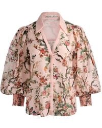 Alice + Olivia - Alice Olivia Charis Floral-Printed V-Neck Blouse - Lyst