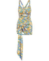 Rabanne - Tie-Detailed Cutout Floral-Print Stretch-Jersey Playsuit - Lyst