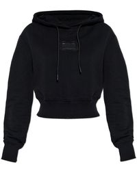 Versace Jeans Couture - Couture Logo Patch Drawstring Cropped Hoodie - Lyst