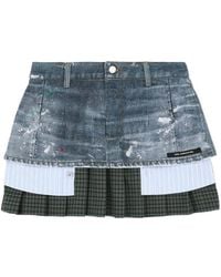 ANDERSSON BELL - Layered Mini Pleated Denim Skirt - Lyst