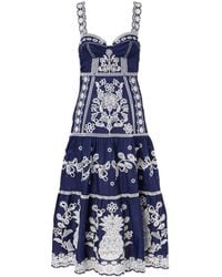 FARM Rio - Embroidered Cotton Midi Dress - Lyst