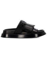 McQueen - T-Bar Fringed Slides - Lyst
