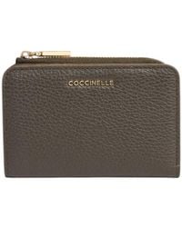 Coccinelle - Small Metallic Grained-Leather Wallet - Lyst
