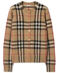 Burberry - Cashmere-Wool Check Cardigan - Lyst