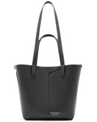 Emporio Armani - Logo-Print Leather Shoulder Bag - Lyst