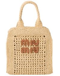 Miu Miu - Raffia-Effect Crochet Fabric Tote Bag - Lyst