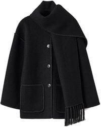 TOTEME - Totême Dropped-Shoulder Fringed-Edge Scarf Jacket - Lyst