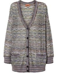 Missoni - Striped Metallic Crochet-Knit Cardigan - Lyst